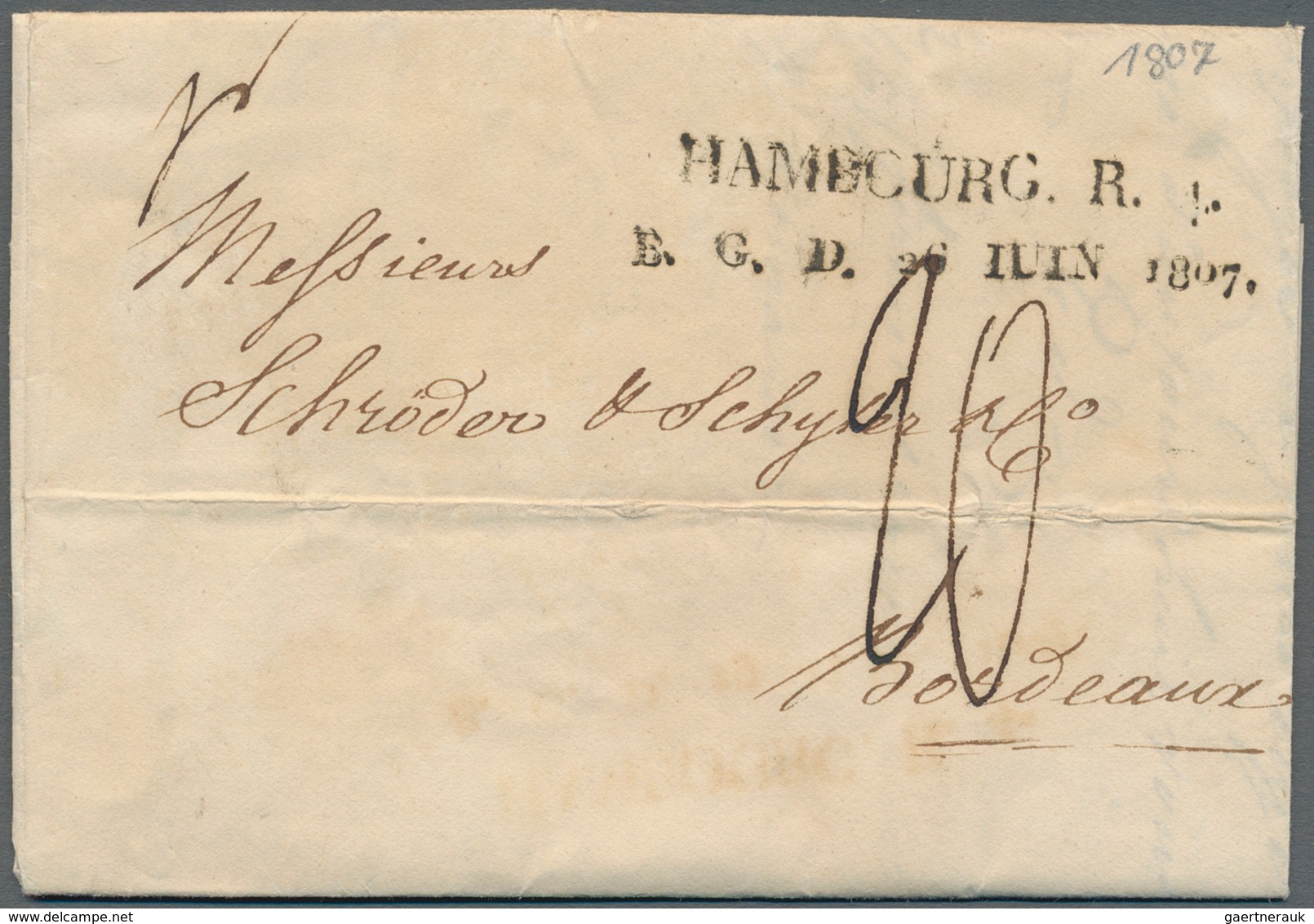 Hamburg - Französisches Postamt: "HAMBOURG R. 4. B. G. D. + Daten Juni Bis November 1807" Französisc - Sonstige & Ohne Zuordnung