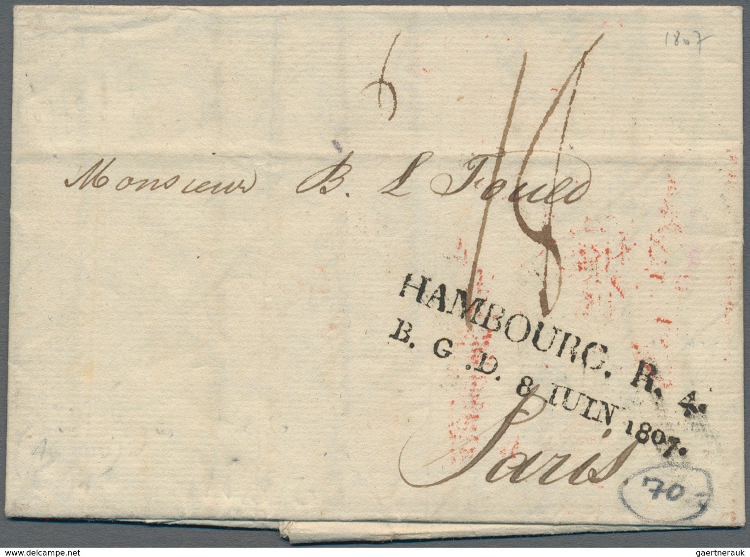 Hamburg - Französisches Postamt: "HAMBOURG R. 4. B. G. D. + Daten Juni Bis November 1807" Französisc - Other & Unclassified