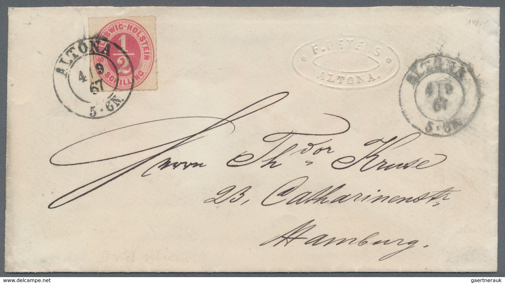 Hamburg - Dänisches Oberpostamt: 1867, 1/2 Sch. Ganzsachenbrief Als EINZIGARTIGE Fremdverwendung In - Hamburg