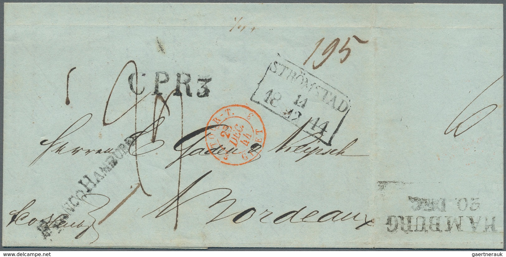 Hamburg - Schwedisch/Norwegisches Postamt: 1844, Teilfranco-Brief Mit Schwedischem Ra3 "STROMSTAD 11 - Other & Unclassified