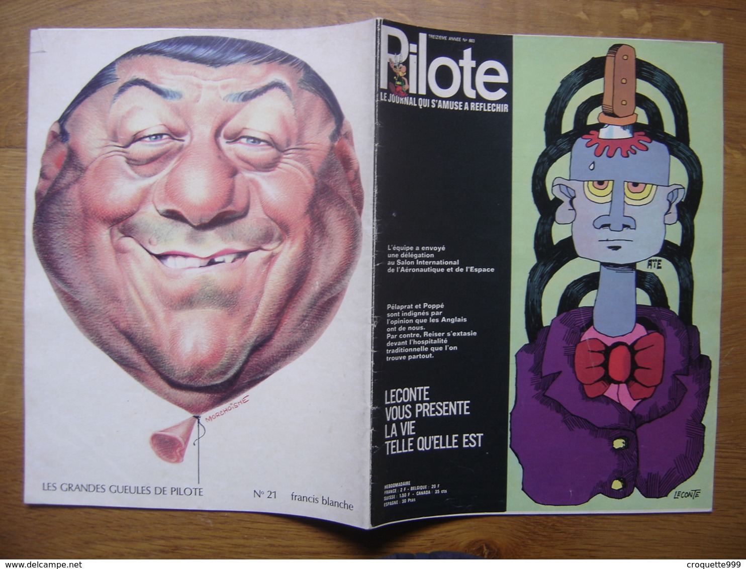 1971 PILOTE 603 Caricature Francis Blanche BD - Pilote