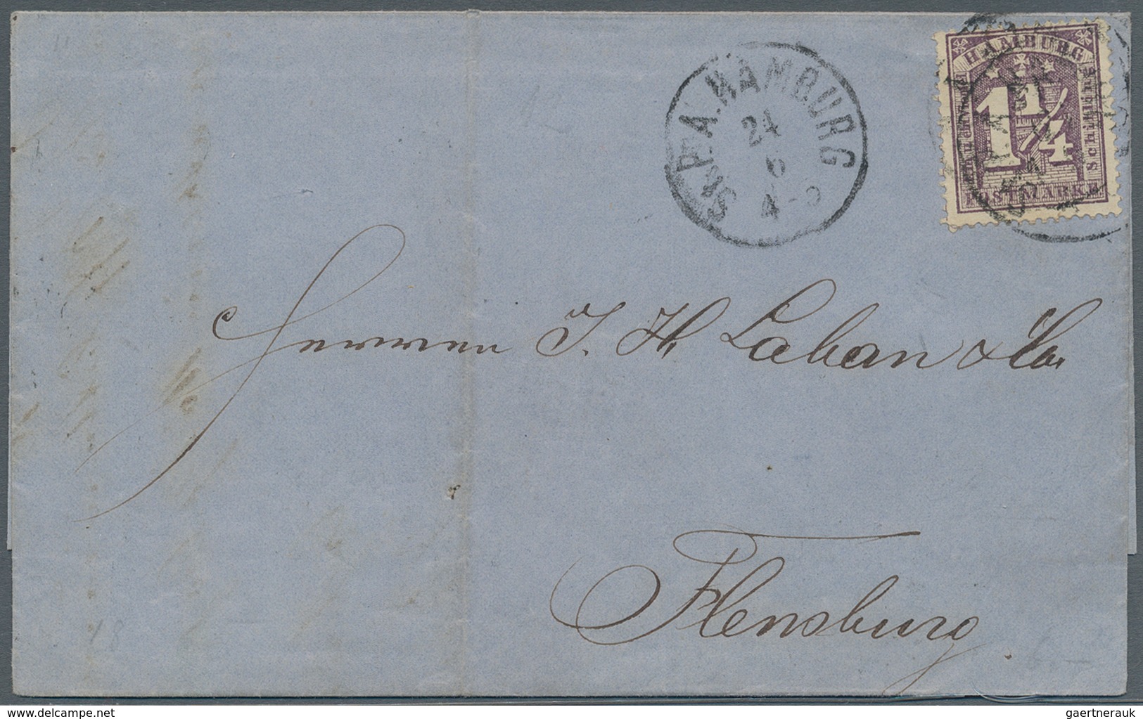 Hamburg - Marken und Briefe: 1864, Fünf Pracht/Kabinett-Briefe vom dänischen Postamt mit 1¼ S, dabei