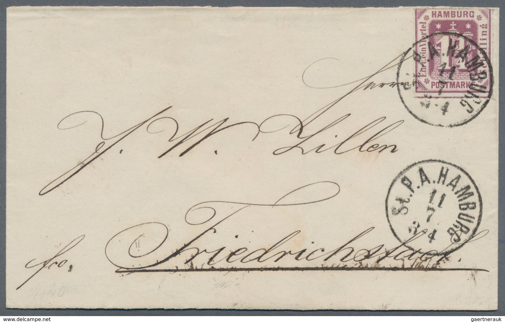 Hamburg - Marken Und Briefe: 1865, Wappen-Achteck 1¼ Schilling Zwei Kabinett-Briefe Je In A/b-Farbe: - Hamburg
