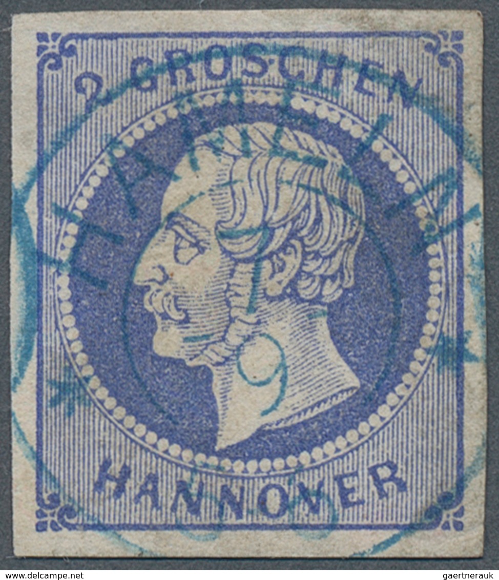 Hannover - Marken Und Briefe: 1859, 2 Gr Blau Mit PLATTENFEHLER I Klar Und Zentrisch Entwertet Mit B - Hannover