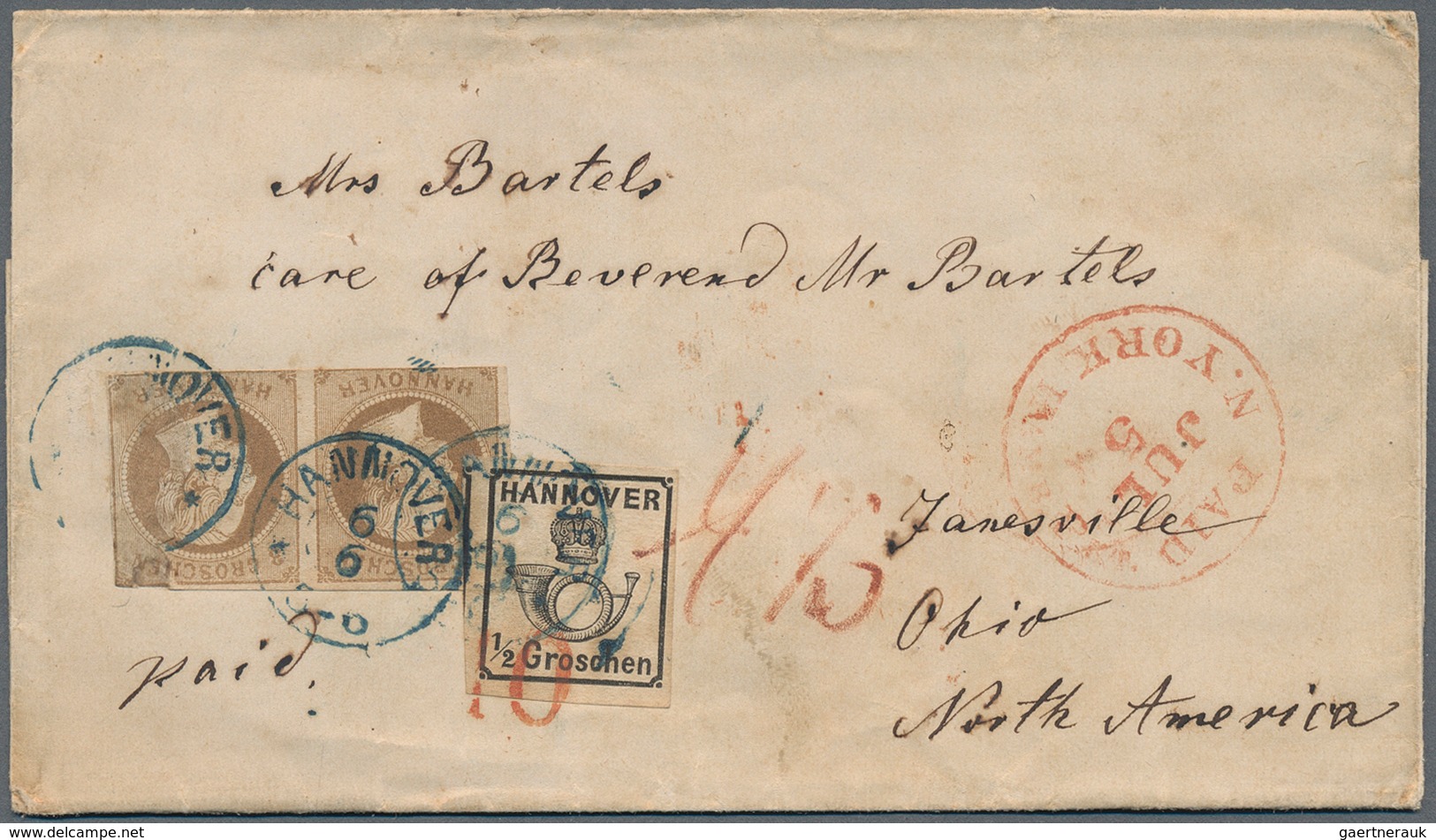 Hannover - Marken Und Briefe: 1863, ½ Gr. Schwarz Zusammen Mit Waagerechtem Paar 3 Gr. Braun (Mängel - Hanovre