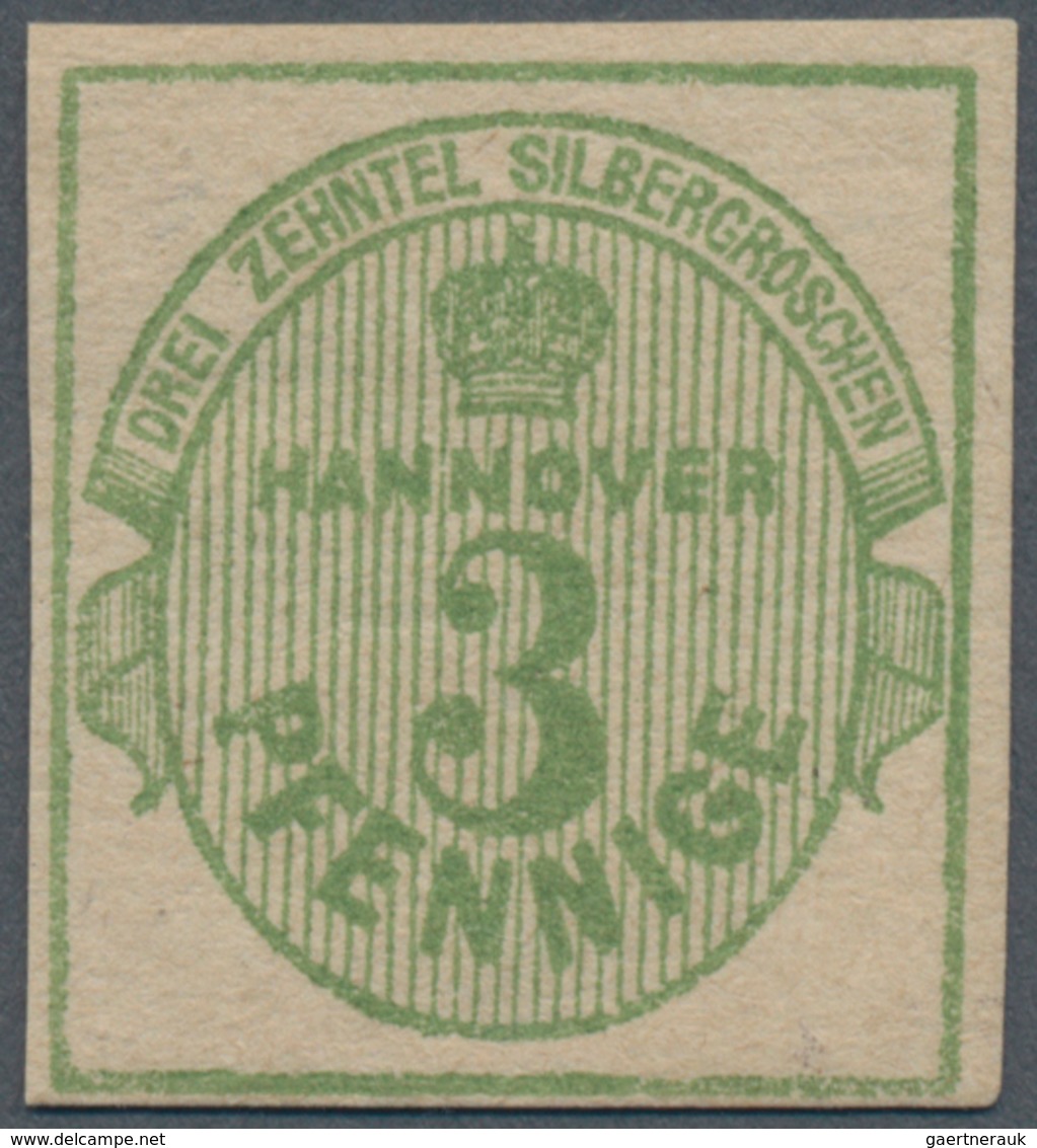 Hannover - Marken Und Briefe: 1863, 3 Pf. Dunkelolivgrün Ohne WZ, Ungebraucht Mit Originalgummi, Sig - Hanovre
