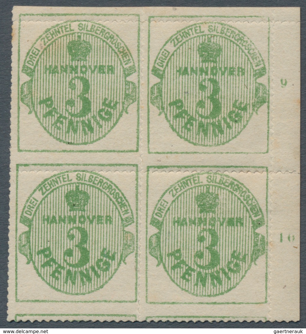 Hannover - Marken Und Briefe: 1864, Ziffernausgabe 3 Pf. Grün Mit Rosa Gummierung Im Ungebrauchten K - Hanovre