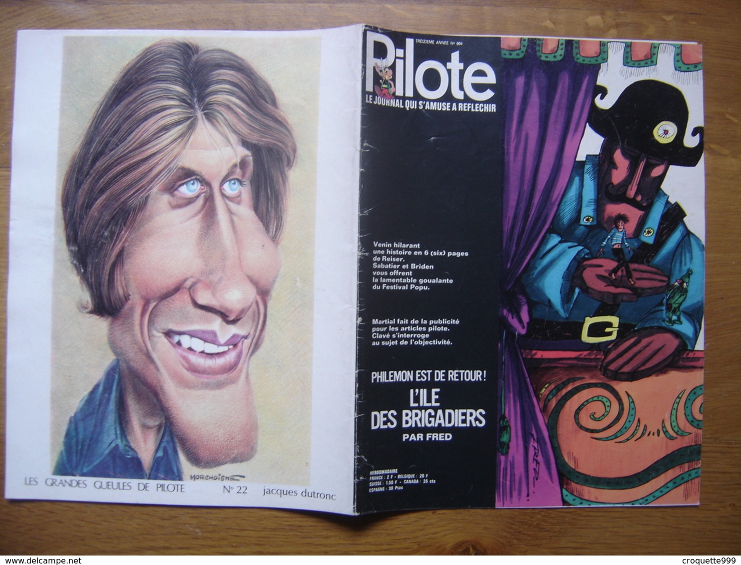 1971 PILOTE 604 Caricature Jacques Dutronc BD - Pilote