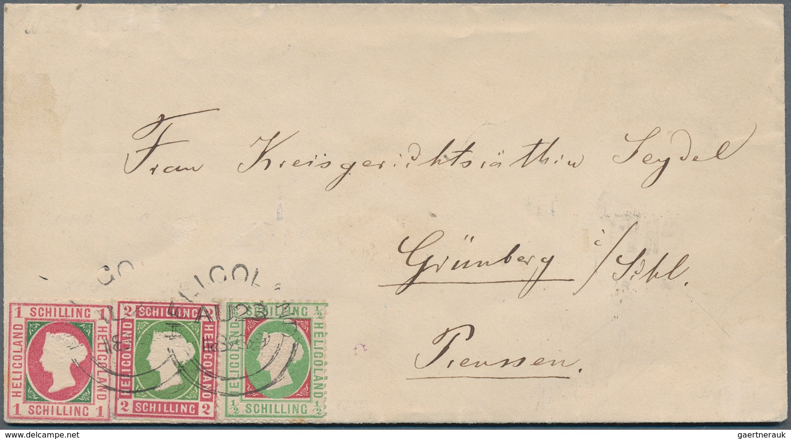 Helgoland - Marken Und Briefe: 1869, 2 Schilling Lilakarmin/grasgrün Type I, 1 S Rosakarmin/dunkelgr - Heligoland