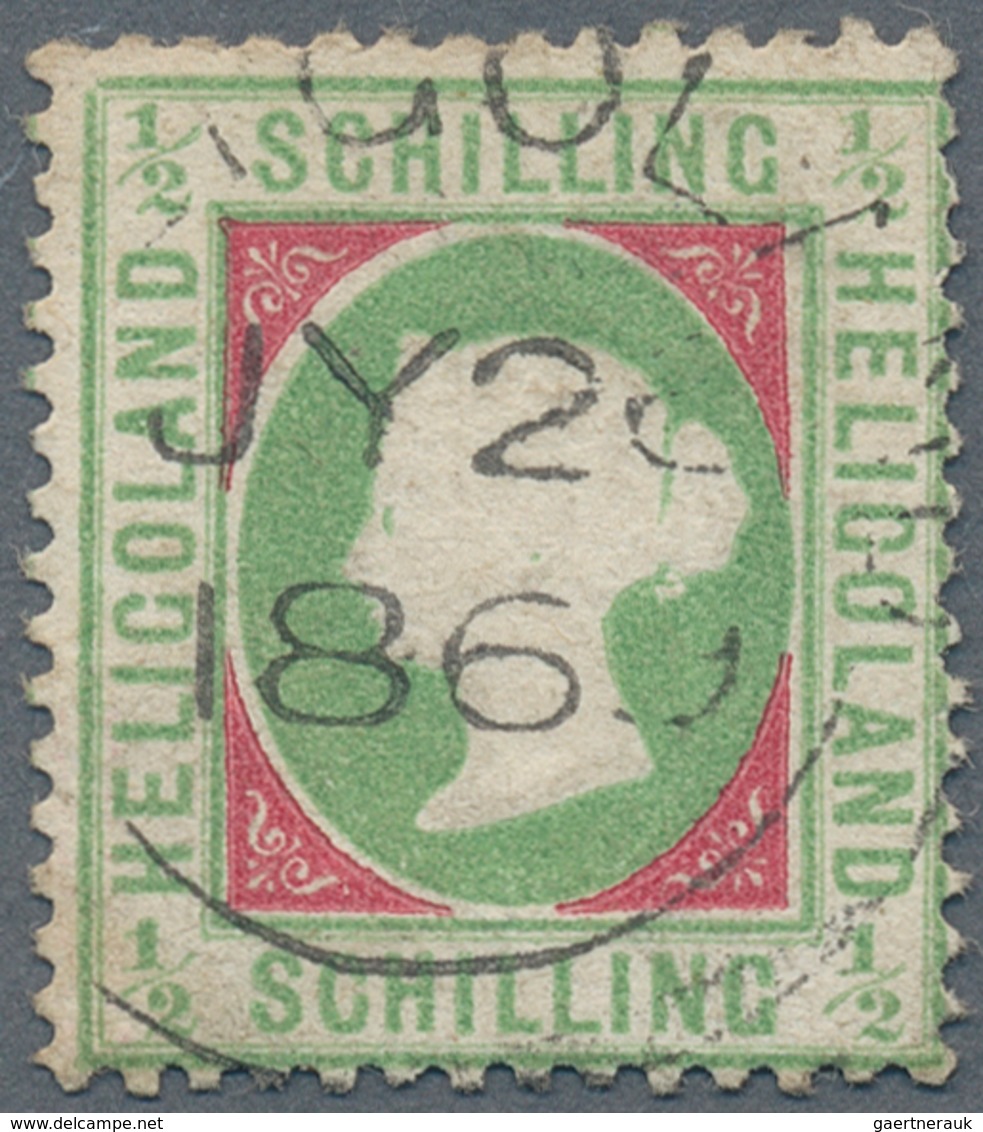 Helgoland - Marken Und Briefe: 1/2 S Blaugrün/dunkelkarmin Gestempelt "HELGOLAND JY 26 1869". EXTREM - Heligoland