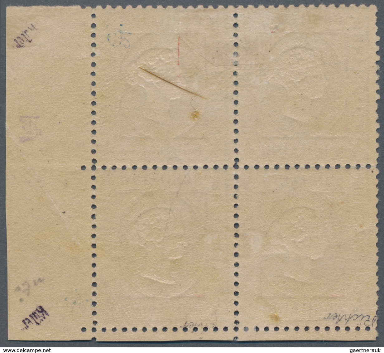 Helgoland - Marken Und Briefe: 1871, 1/2 Schilling Grünoliv/karminrot Im 4er-Block Vom Rechten Unter - Héligoland