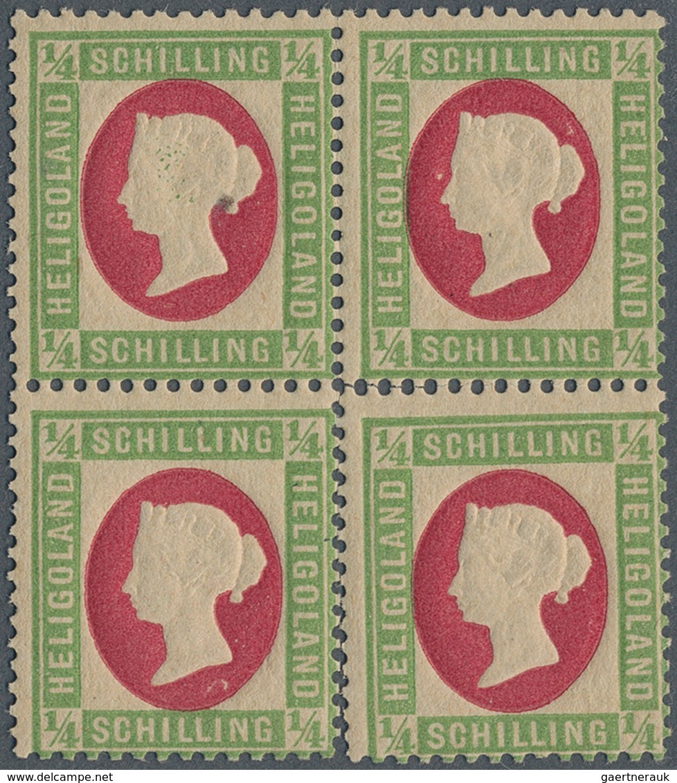 Helgoland - Marken Und Briefe: 1873, QV ¼ S Grün/karmin Fehldruck (Medaillon/Rahmenfarbe Vertauscht) - Helgoland