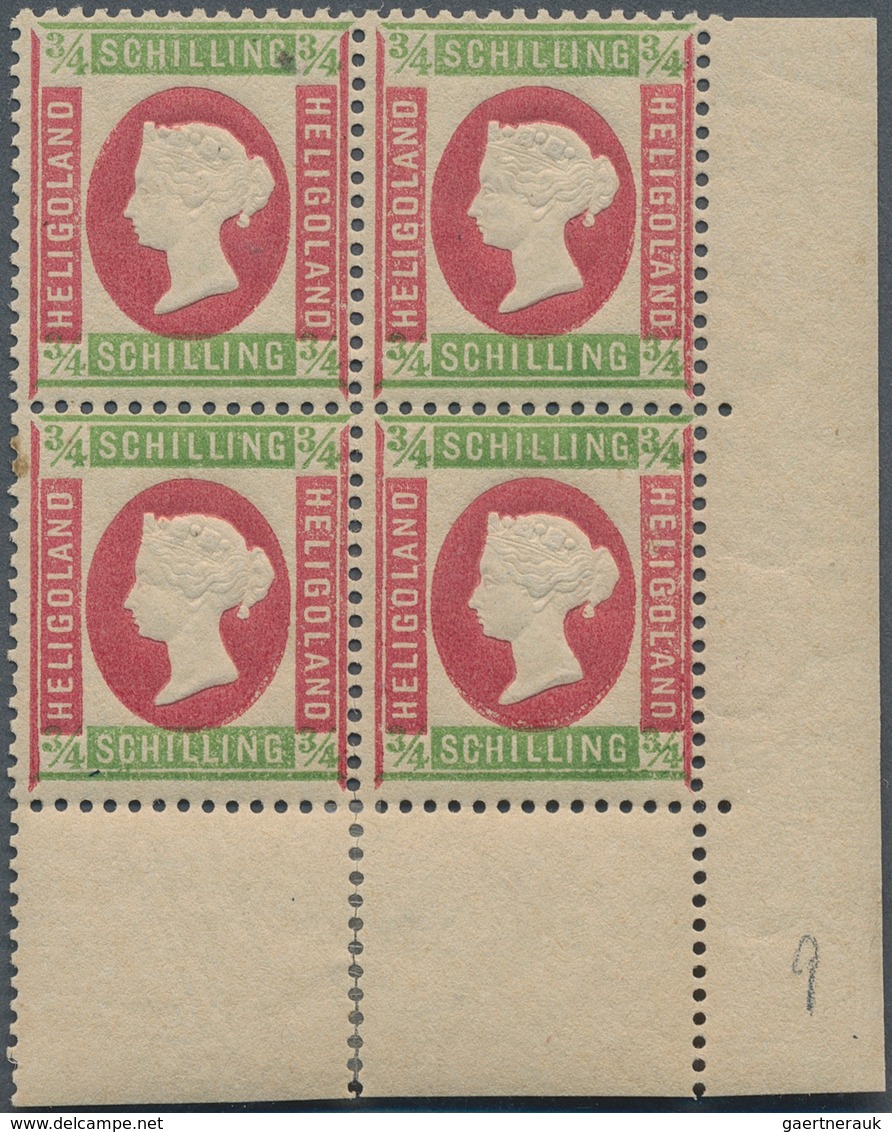 Helgoland - Marken Und Briefe: 1873, QV 3/4 S Hellgrün/rosa Im Postfrischen Viererblock Vom Rechten - Helgoland