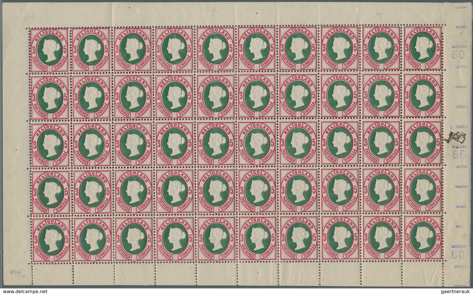 Helgoland - Marken Und Briefe: 1875, QV 3 F /5 Pf. In Besserer B-Farbe Lebhaftlilakarmin/grün Im KOM - Helgoland