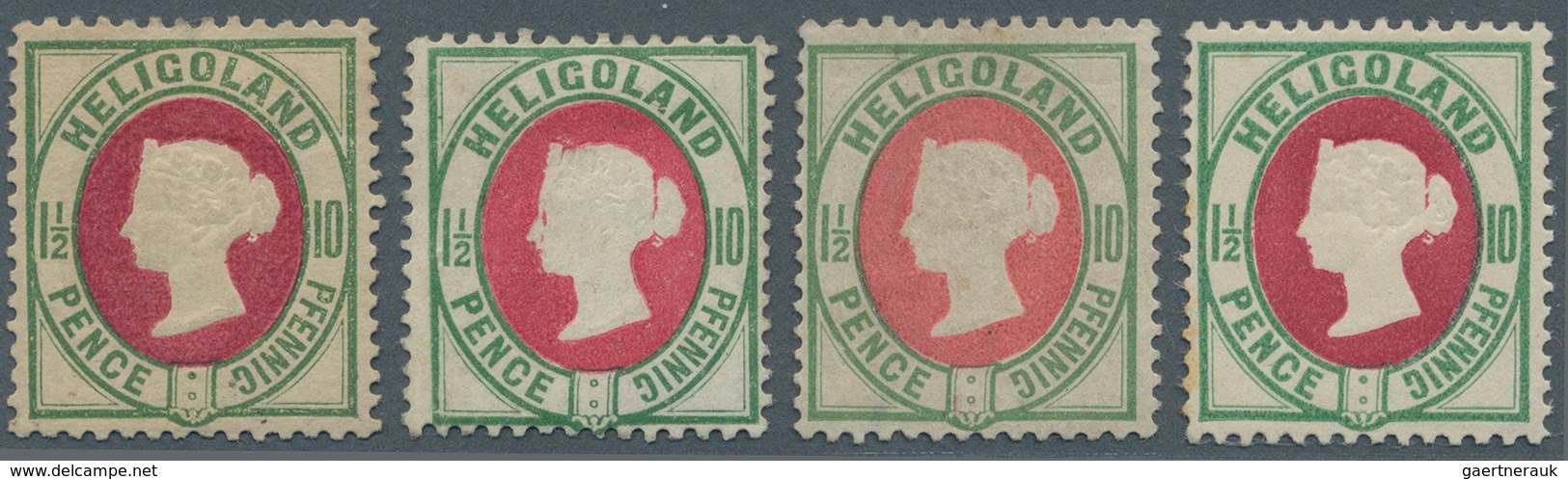 Helgoland - Marken Und Briefe: 1875, QV 1½ P/ 10 Pf Vier Marken In Verschiedenen Farben Ungebraucht, - Héligoland
