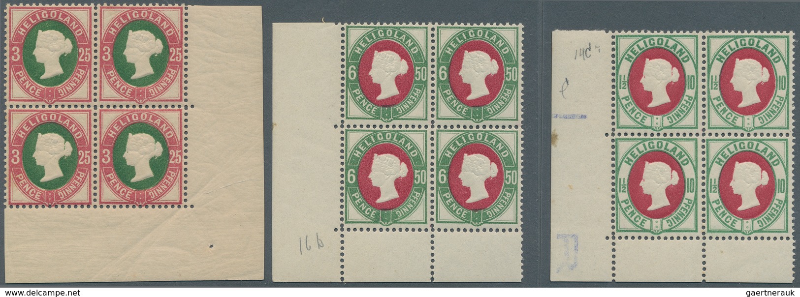 Helgoland - Marken Und Briefe: 1873, QV 1 P/10 Pf.bläulichgrün/karmin, 3 P / 25 Pf Und 6 P/ 50 Pf Gr - Helgoland