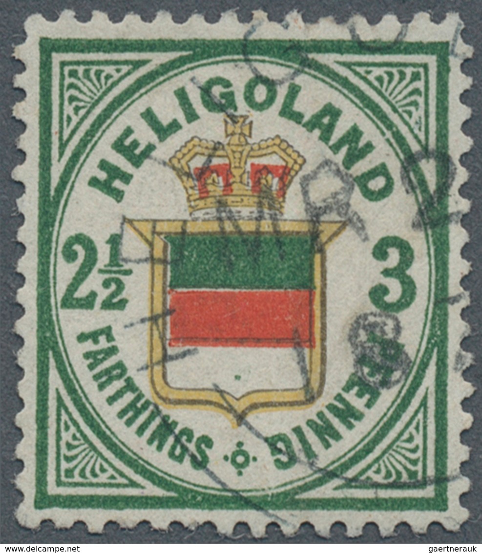 Helgoland - Marken Und Briefe: 1877, 2 1/2 F/3 Pf Dkl'grün/zinnoberrot/gelb Sauber Entwertet Mit Run - Heligoland