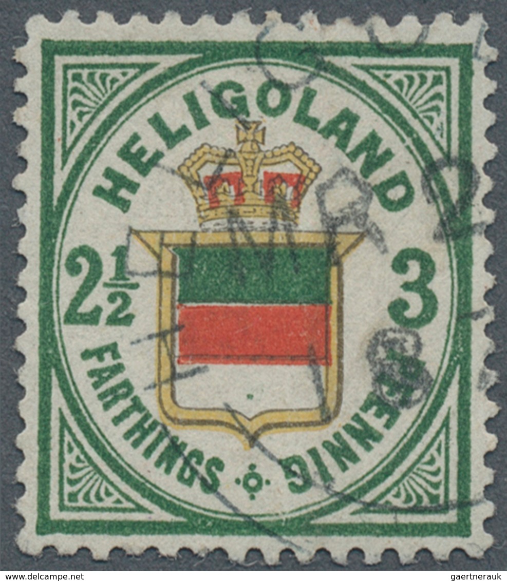 Helgoland - Marken Und Briefe: 1877, 2 1/2 F/3 Pf Dkl'grün/zinnoberrot/gelb Sauber Entwertet Mit Run - Helgoland