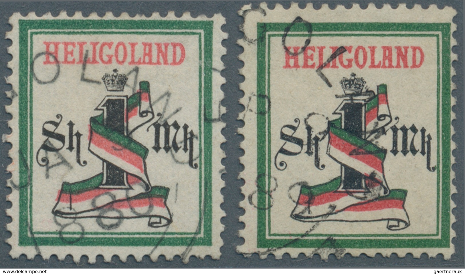 Helgoland - Marken Und Briefe: 1879, QV A Sh./ 1 Mark Je In A-Farbe Blaugrün/grauschwarz/mittelrosa - Héligoland