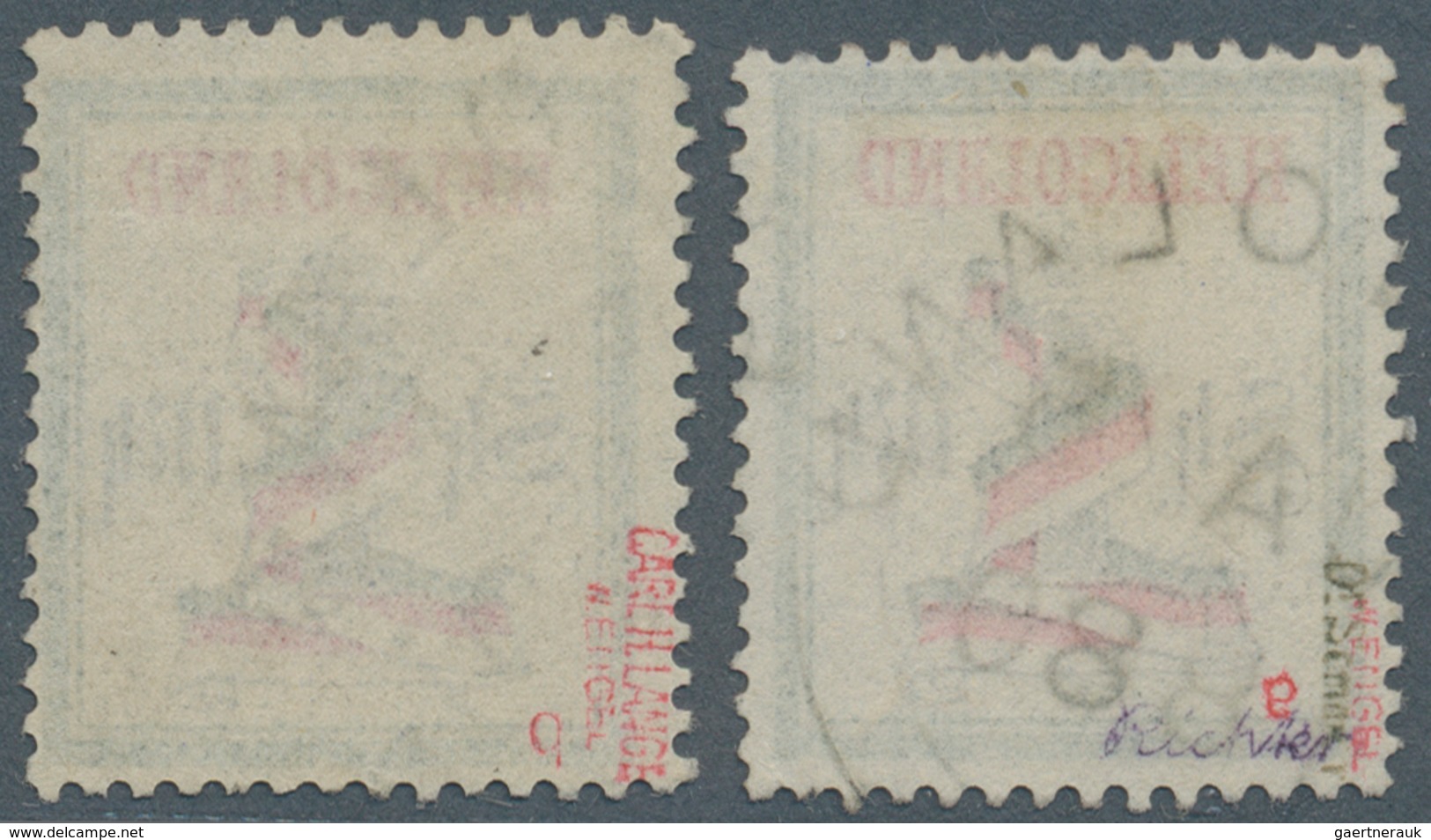 Helgoland - Marken Und Briefe: 1879, QV A Sh./ 1 Mark Je In A-Farbe Blaugrün/grauschwarz/mittelrosa - Heligoland