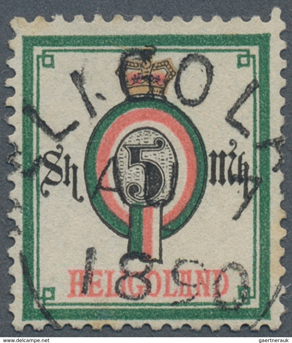 Helgoland - Marken Und Briefe: 1879, QV 5 Sh./ 5 Mark Mehrfarbig Mit Zentrischem Idealstempel "HELIG - Helgoland