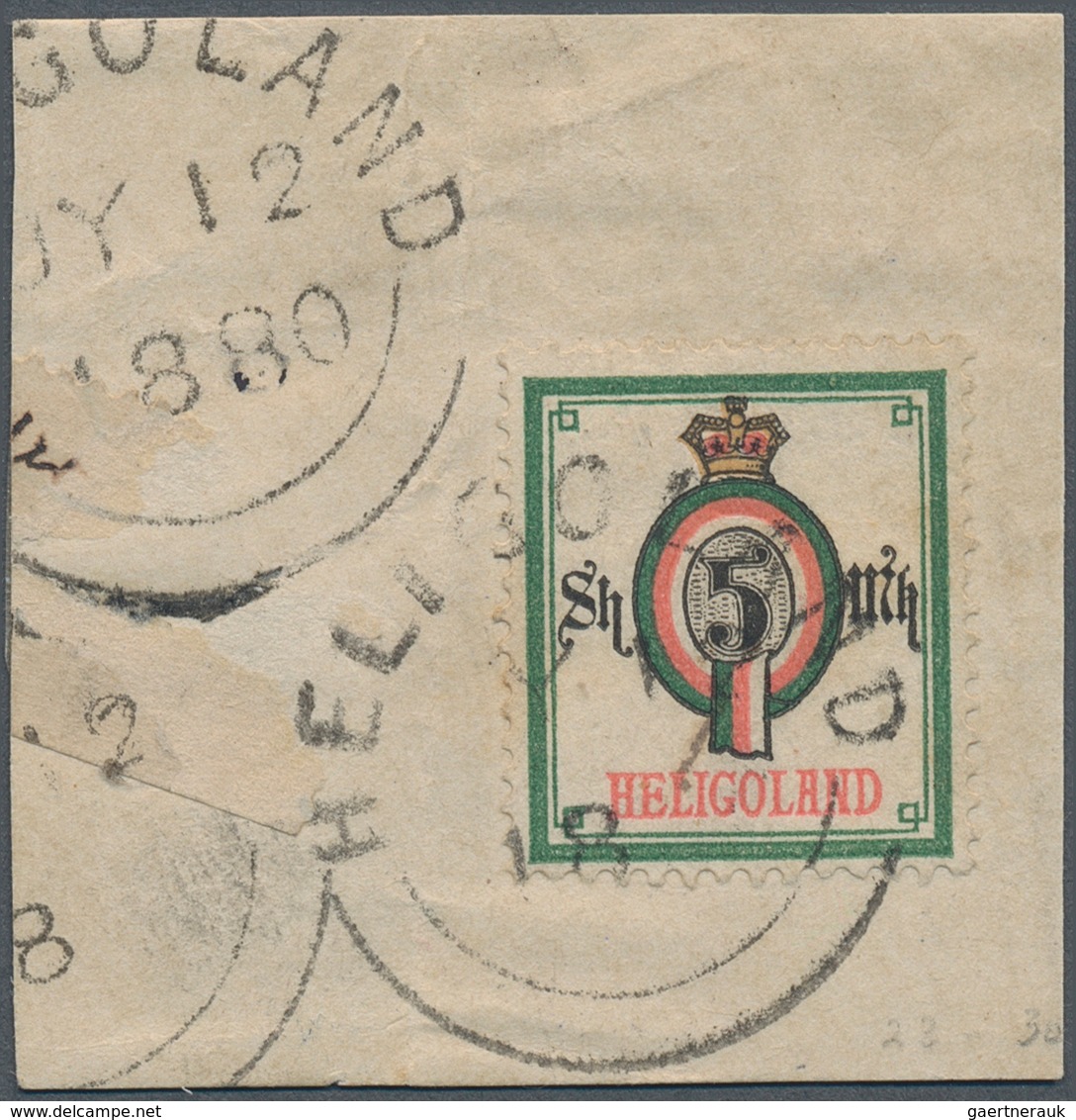 Helgoland - Marken Und Briefe: 1879, QV 5 Sh./ 5 Mark Mehrfarbig Auf Briefstück Mit Klarem Stempel " - Heligoland