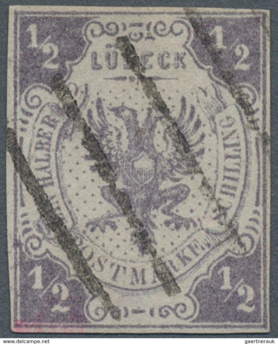 Lübeck - Marken Und Briefe: 1862, 1/2 Schilling Rötlichgrau Entwertet Mit 5-Strichstempel Des Stadtp - Luebeck