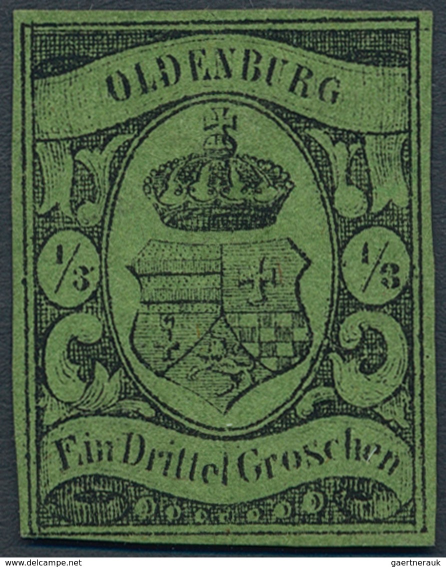 Oldenburg - Marken Und Briefe: 1859/61, Oldenburgisches Staatswappen ⅓ Gr. Schwarz Auf Grünlicholiv - Oldenburg