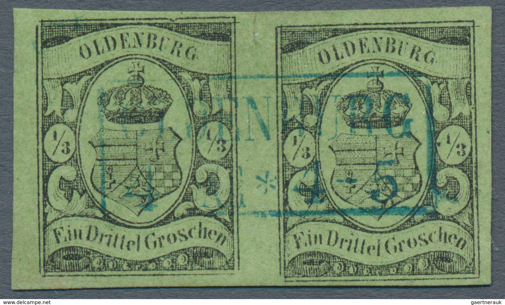 Oldenburg - Marken Und Briefe: 1859/61: ⅓ Gr. Schwarz Auf Gelbgrün, Waagerechtes Paar In Schöner, Fr - Oldenbourg