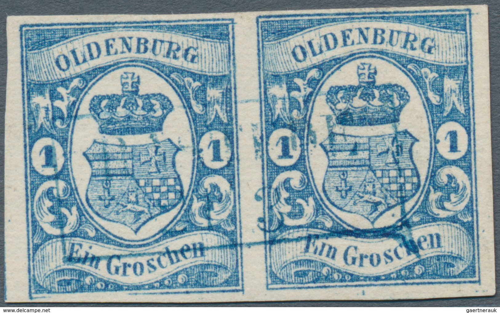 Oldenburg - Marken Und Briefe: 1861: 1 Gr. Blau, Waagerechtes Paar, In Tiefer Farbe, Voll- Bis Breit - Oldenbourg