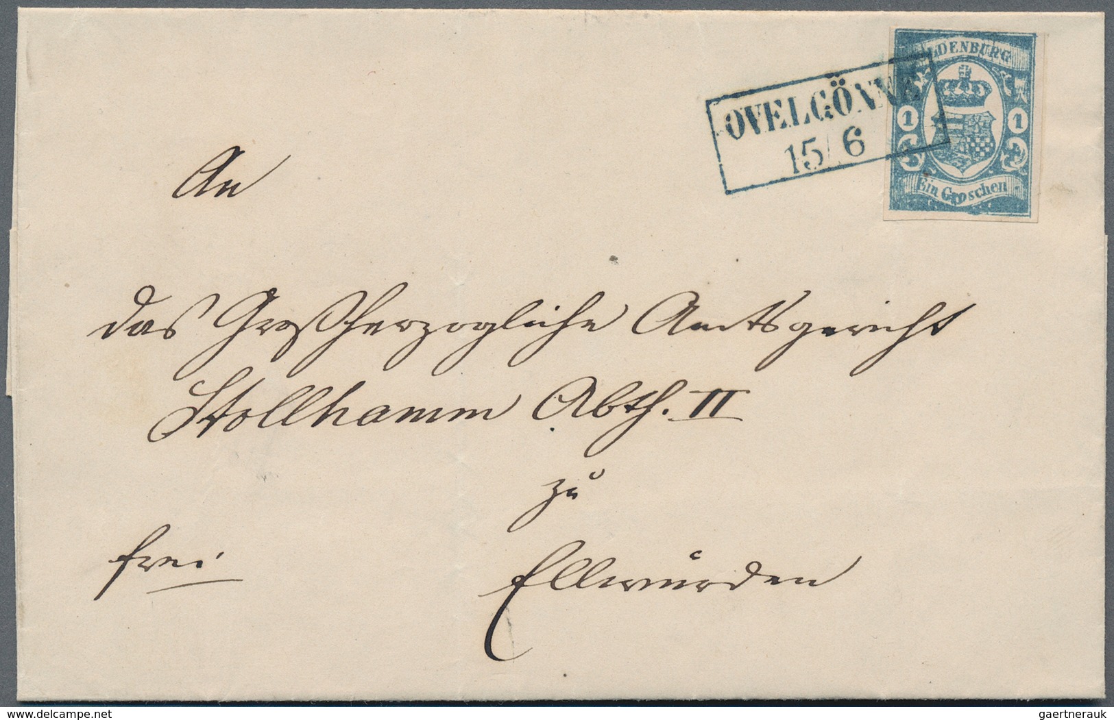 Oldenburg - Marken Und Briefe: 1861, 1 Gr Trübblau, Allseits Voll- Bis Breitrandig, In Typisch Farbü - Oldenburg