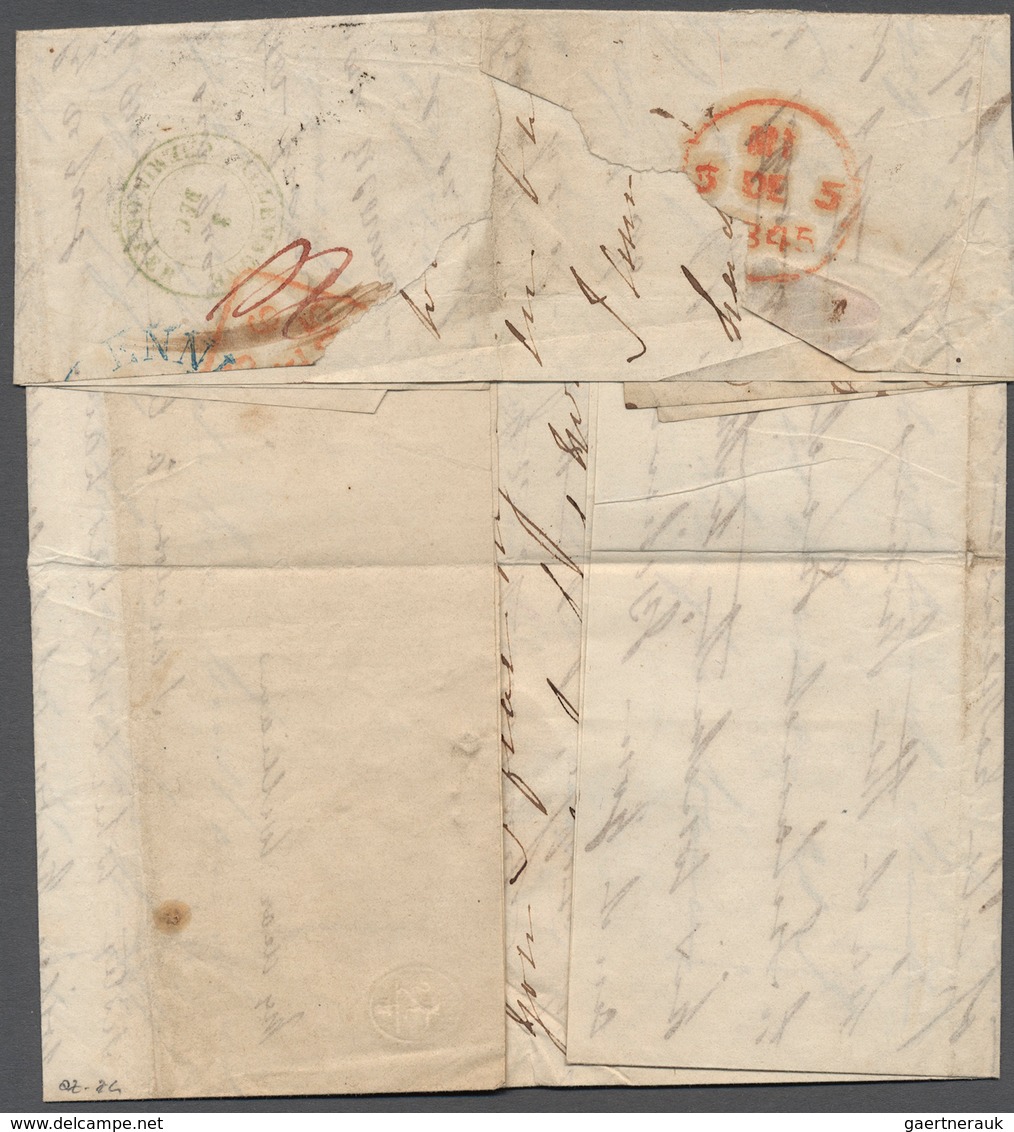 Preußen - Vorphilatelie: 1845, MAIL FROM PRUSSIA TO IRELAND, OPENED BY THE DEAD LETTER OFFICE IN AAC - Préphilatélie