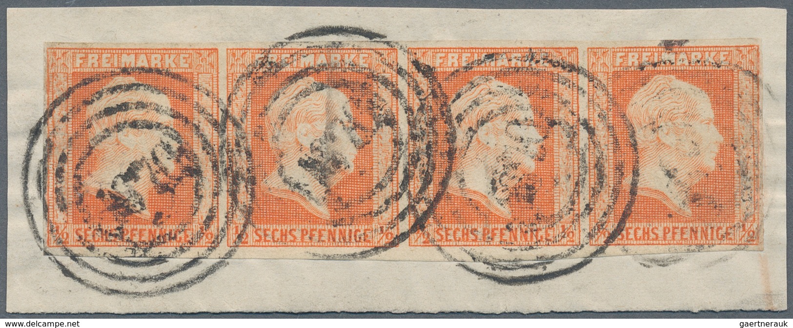 Preußen - Marken Und Briefe: 1850, 1/2 Sgr. Rotorange, Allseitig Voll- Bis Breitrandiger Waagerechte - Autres & Non Classés