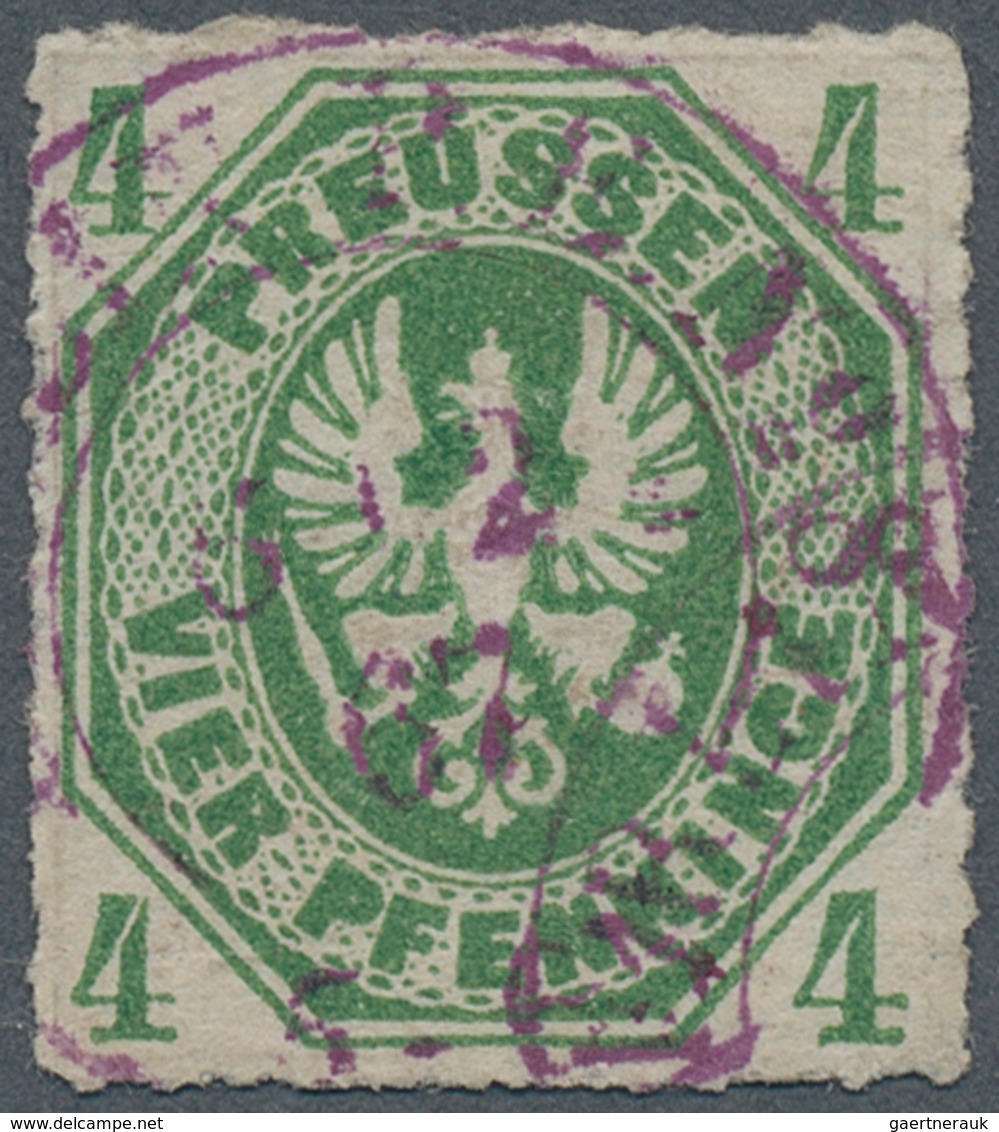 Preußen - Marken Und Briefe: 1861, 4 Pf Gelblichgrün Zentrisch Entwertet Mit Violettem K2 "BERLIN P. - Autres & Non Classés