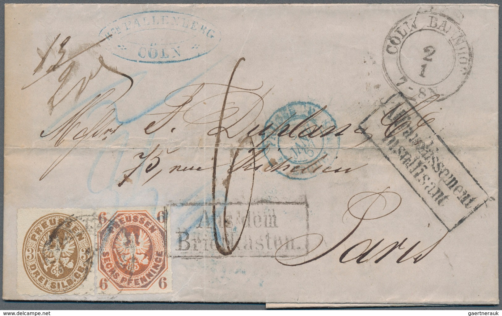 Preußen - Marken Und Briefe: 1867. Envelope Addressed To France Bearing Prussia Yvert 16, 6p Orange - Other & Unclassified