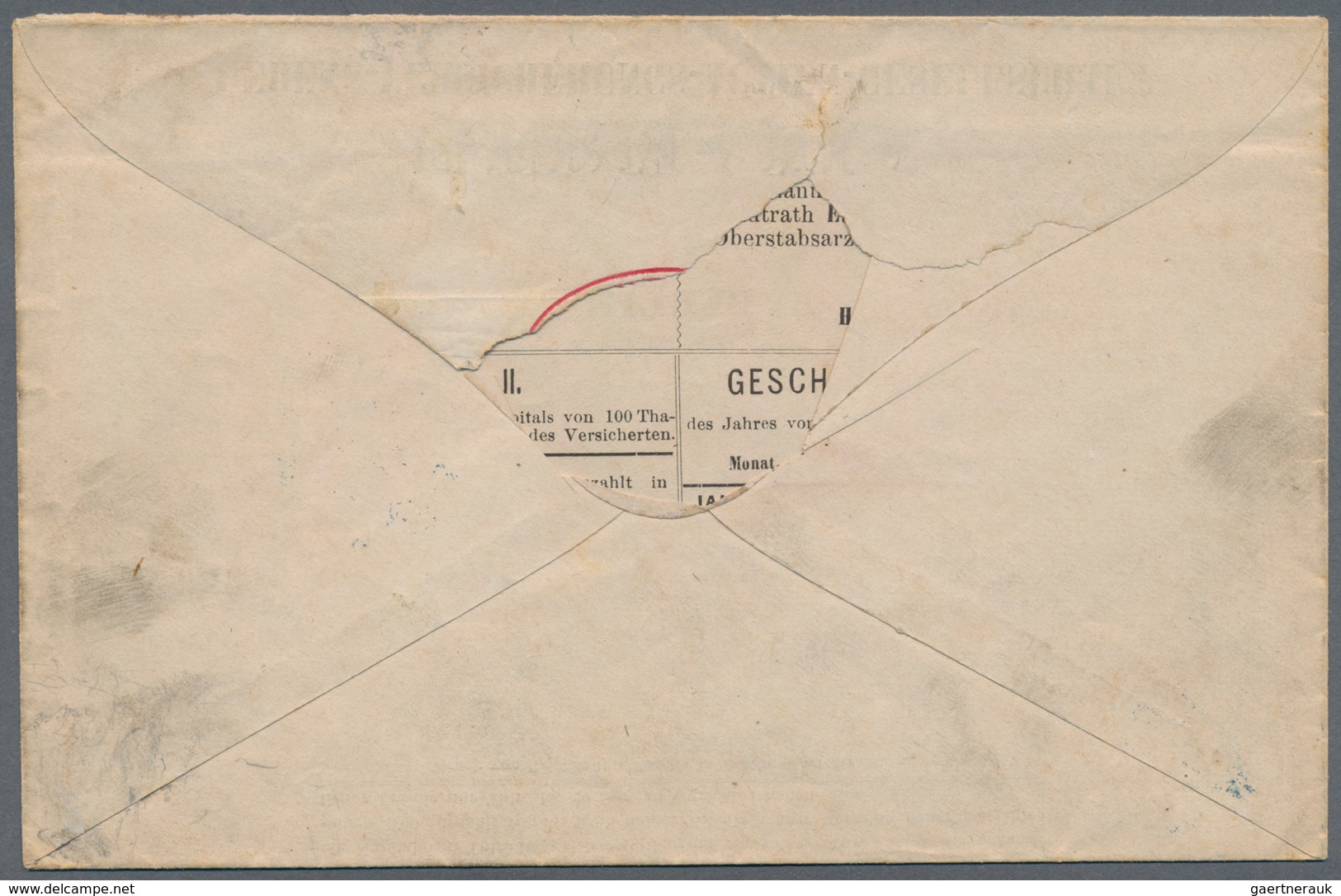 Preußen - Marken Und Briefe: 1867, 3 Sgr. Ockerbraun Auf Vordruck-Firmenumschlag "GERMANIA LEBENS-VE - Sonstige & Ohne Zuordnung