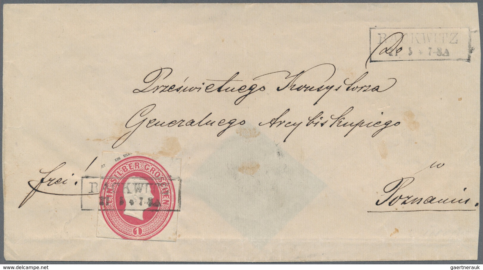 Preußen - Ganzsachenausschnitte: 1853, Ganzsachen-Ausschnitt 1 Sgr. Mit Links Oben Grauem Überdruck - Autres & Non Classés