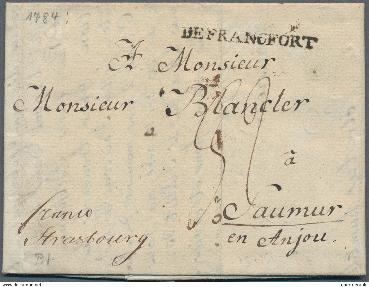 Sachsen - Vorphilatelie: 1784, Kompletter Faltbrief Aus CHEMNITZ über Die Gebrüder Bethmann In Frank - Prephilately