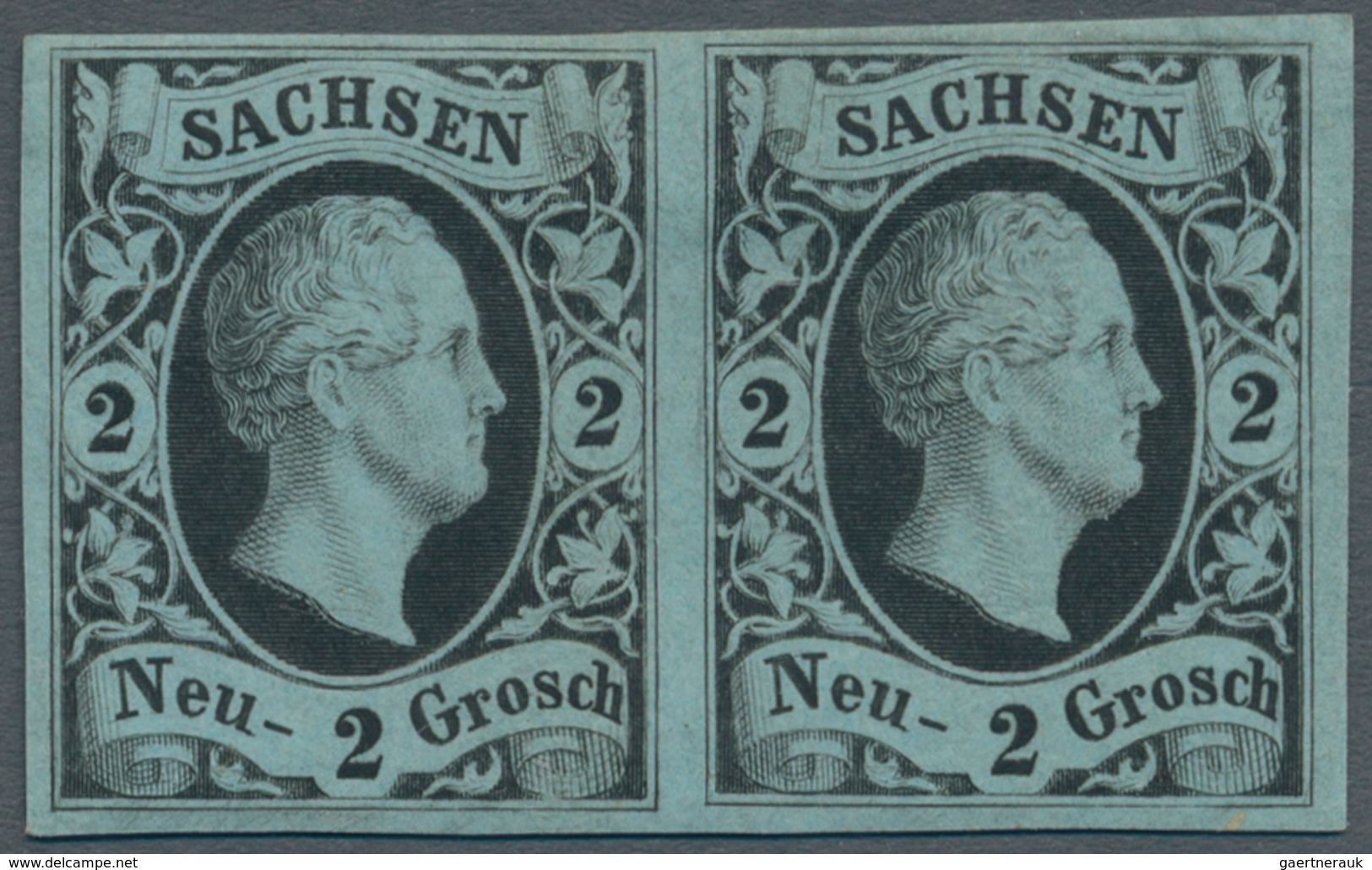 Sachsen - Marken Und Briefe: 1851, König Friedrich August II. 2 Ngr. Schwarz Auf Mattpreußischblau I - Saxe