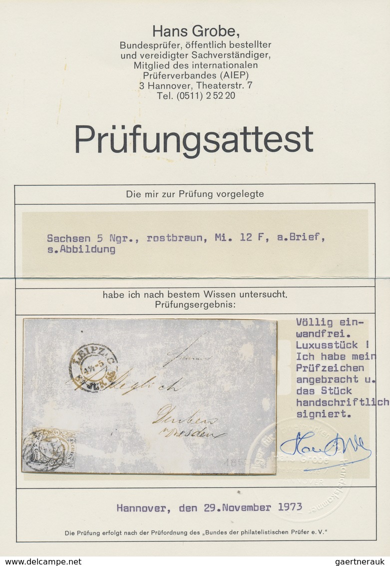 Sachsen - Marken Und Briefe: 1857, 5 Ngr. Rostbraun Entwertet Mit Nummernstempel Von Leipzig Als EF - Sachsen