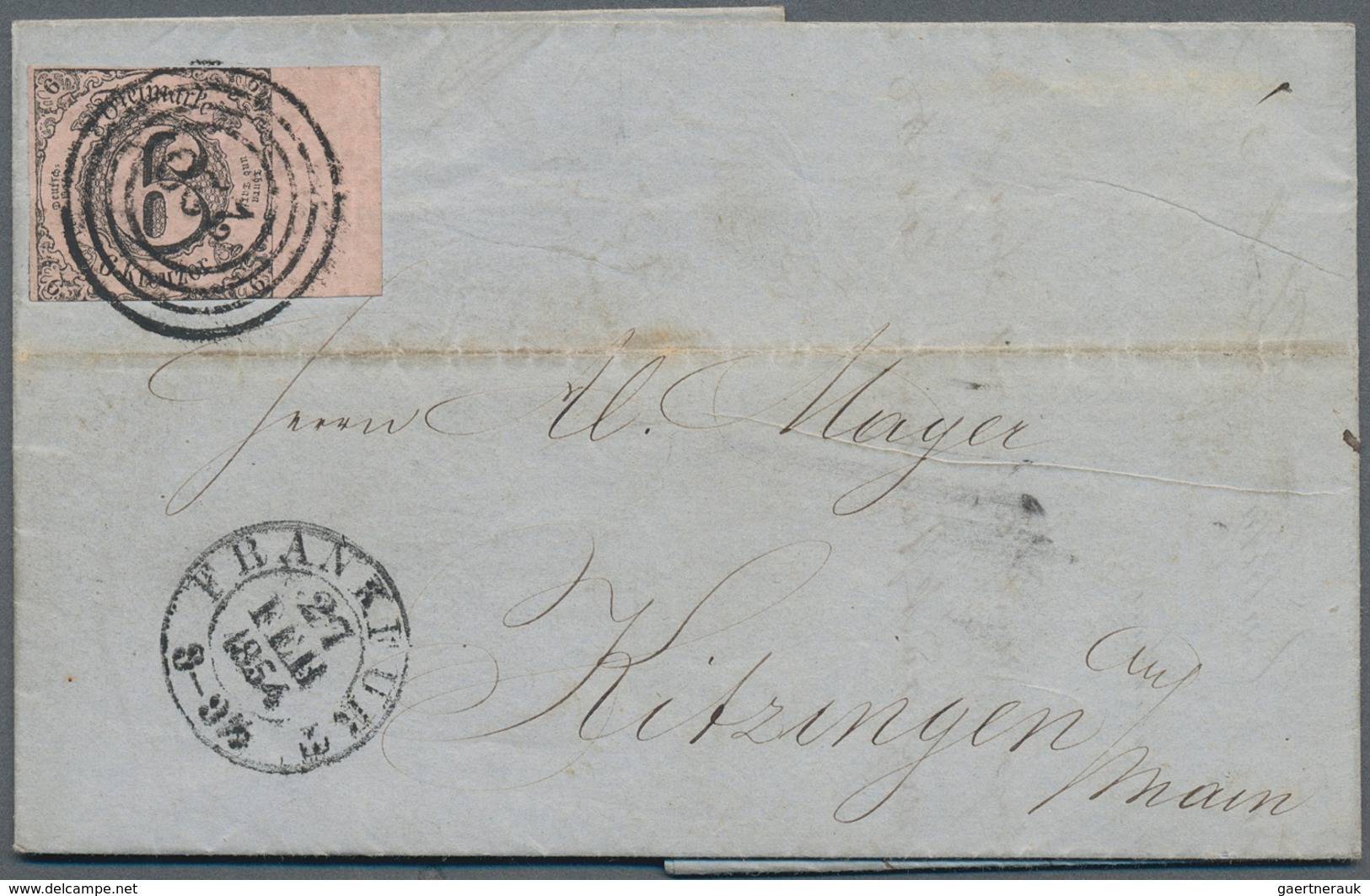 Thurn & Taxis - Marken Und Briefe: 1854, 6 Kr Schwarz/graurot Vom Rechten RAND (1 Cm) Sauber Entwert - Other & Unclassified