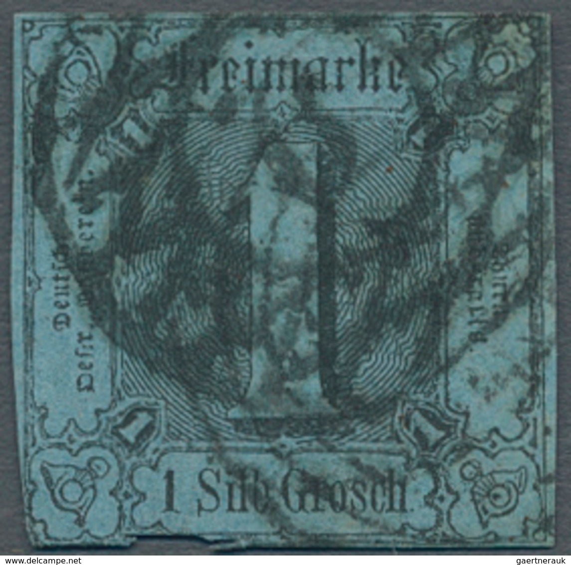 Thurn & Taxis - Marken Und Briefe: 1853, 1 Sgr Schwarz Auf Grautürkis In üblichem T&T-Schnitt (unten - Autres & Non Classés