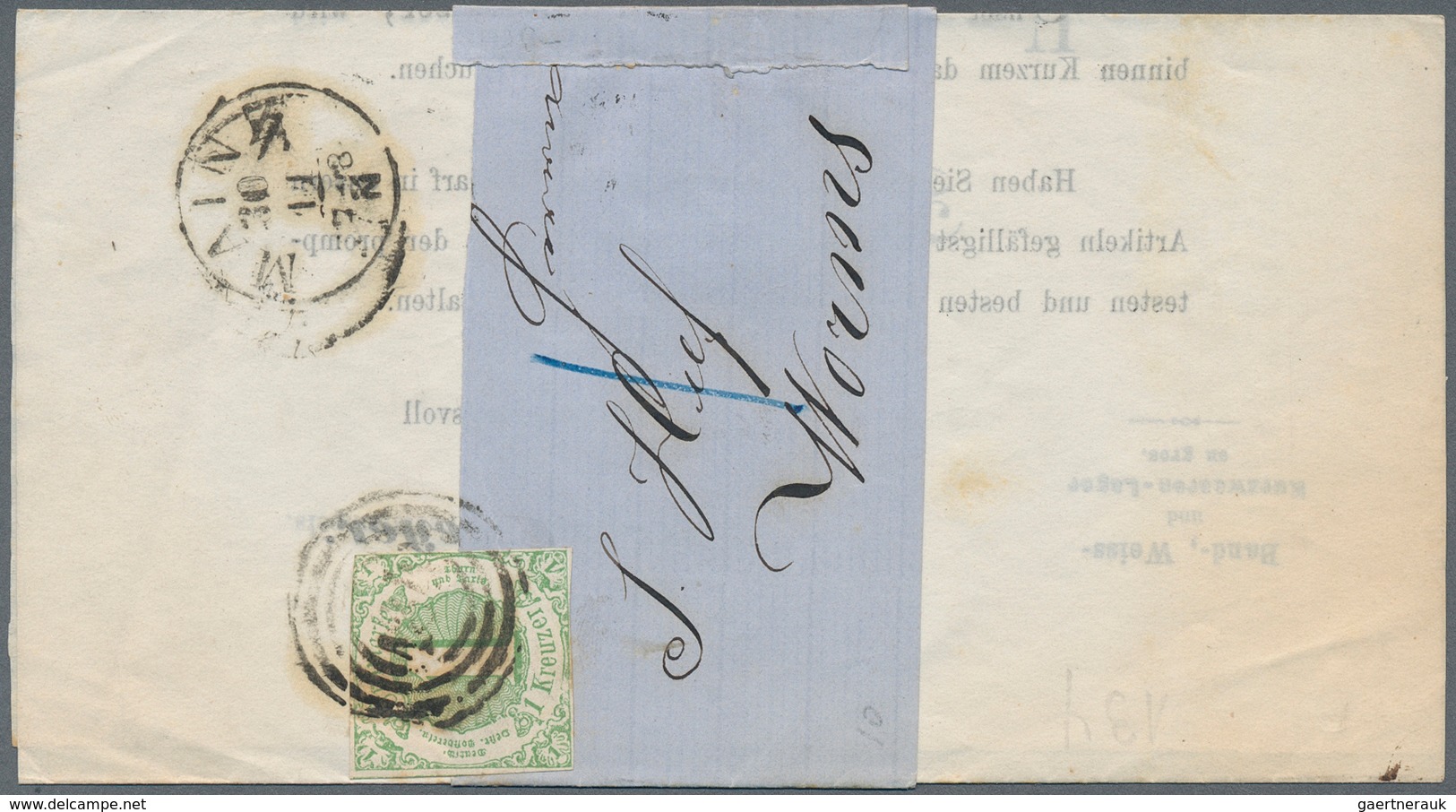 Thurn & Taxis - Marken Und Briefe: 1859 (Markenausgabe), 1 Kr. Grün, Seltene Einzelfrankatur Auf Str - Autres & Non Classés