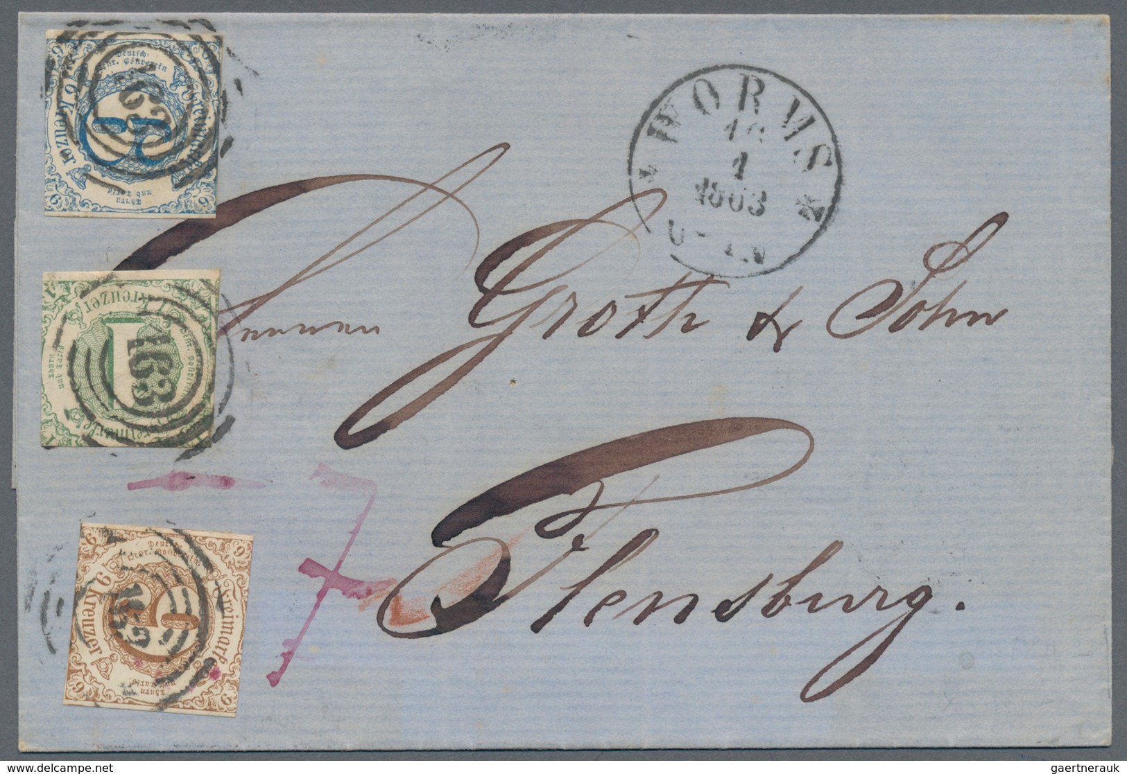 Thurn & Taxis - Marken Und Briefe: 1863, 1 Kr. Grün, 6 Kr. Blau Und 9Kr. Ocker/braun, Type I, Alle M - Autres & Non Classés