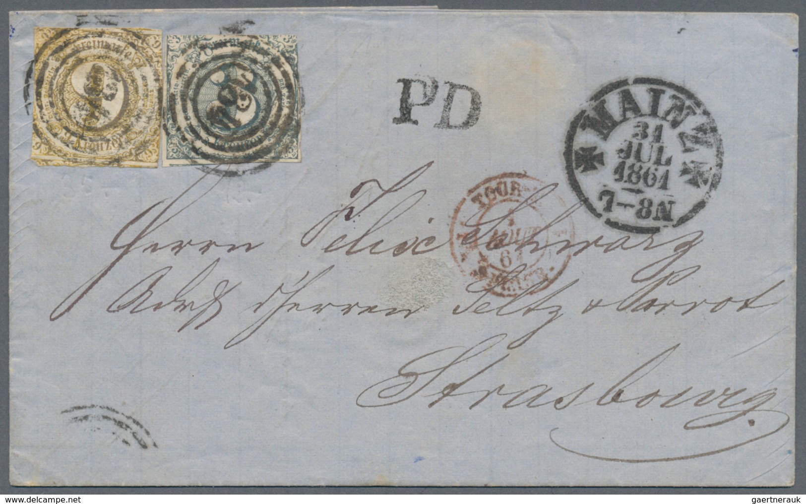 Thurn & Taxis - Marken Und Briefe: 1861, 12 Kreuzer-Frankatur, Bestehend Aus 3 Kr. Blau Und 9 Kr. Ge - Other & Unclassified