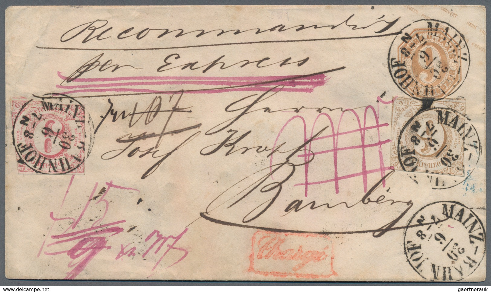 Thurn & Taxis - Marken Und Briefe: 1860, 6 Kr. Dunkelrot, 9 Kr. Ockerbraun, Teils Voll- Bis Breitran - Other & Unclassified