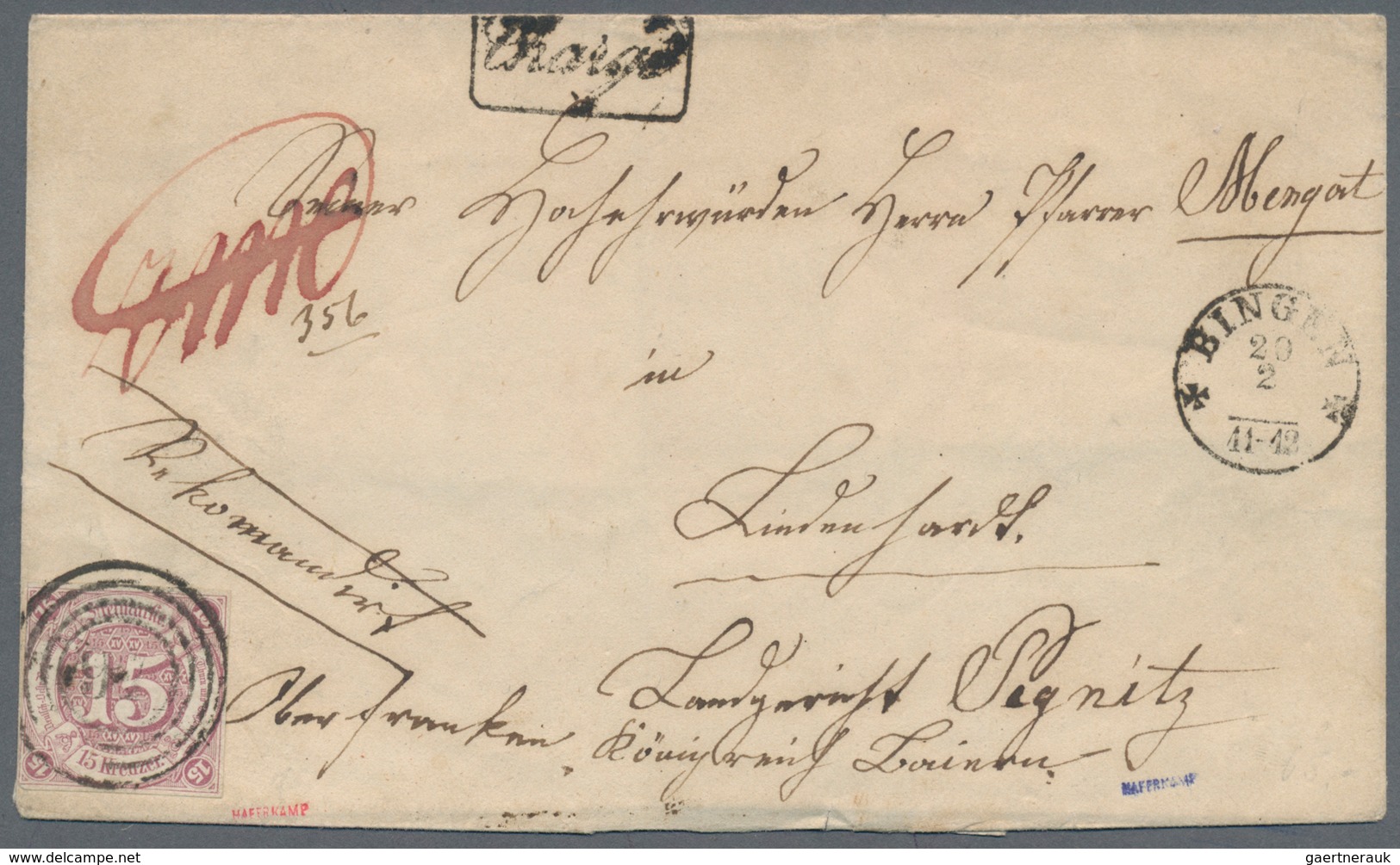 Thurn & Taxis - Marken Und Briefe: 1859 (Markenausgabe), 15 Kr. Braunpurpur, Dreiseitig Vollrandig, - Other & Unclassified