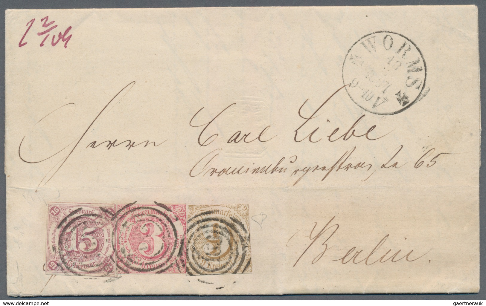 Thurn & Taxis - Marken Und Briefe: 1859 - 1862 (Markenausgaben), 15 Kr. Braunpurpur, 3 Kr. Karmin Un - Other & Unclassified