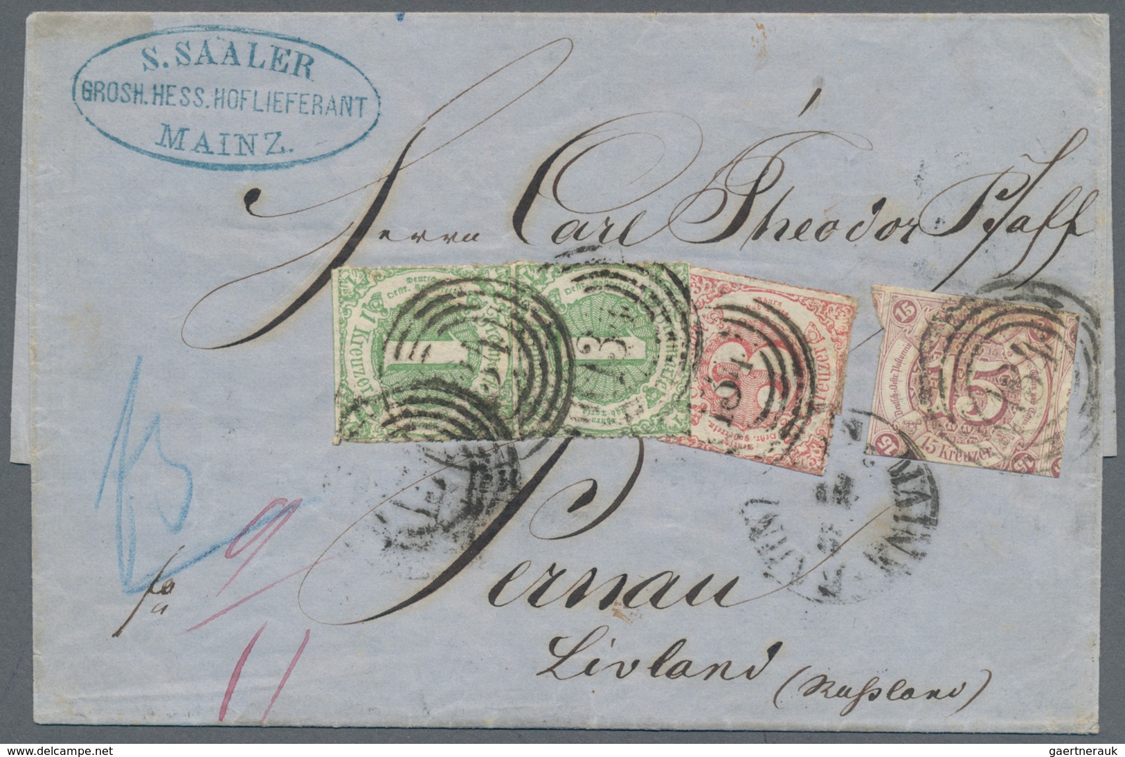 Thurn & Taxis - Marken Und Briefe: 1859-1865 (Markenausgabe), 20 Kreuzer-Fankatur Bestehend Aus Zwei - Autres & Non Classés