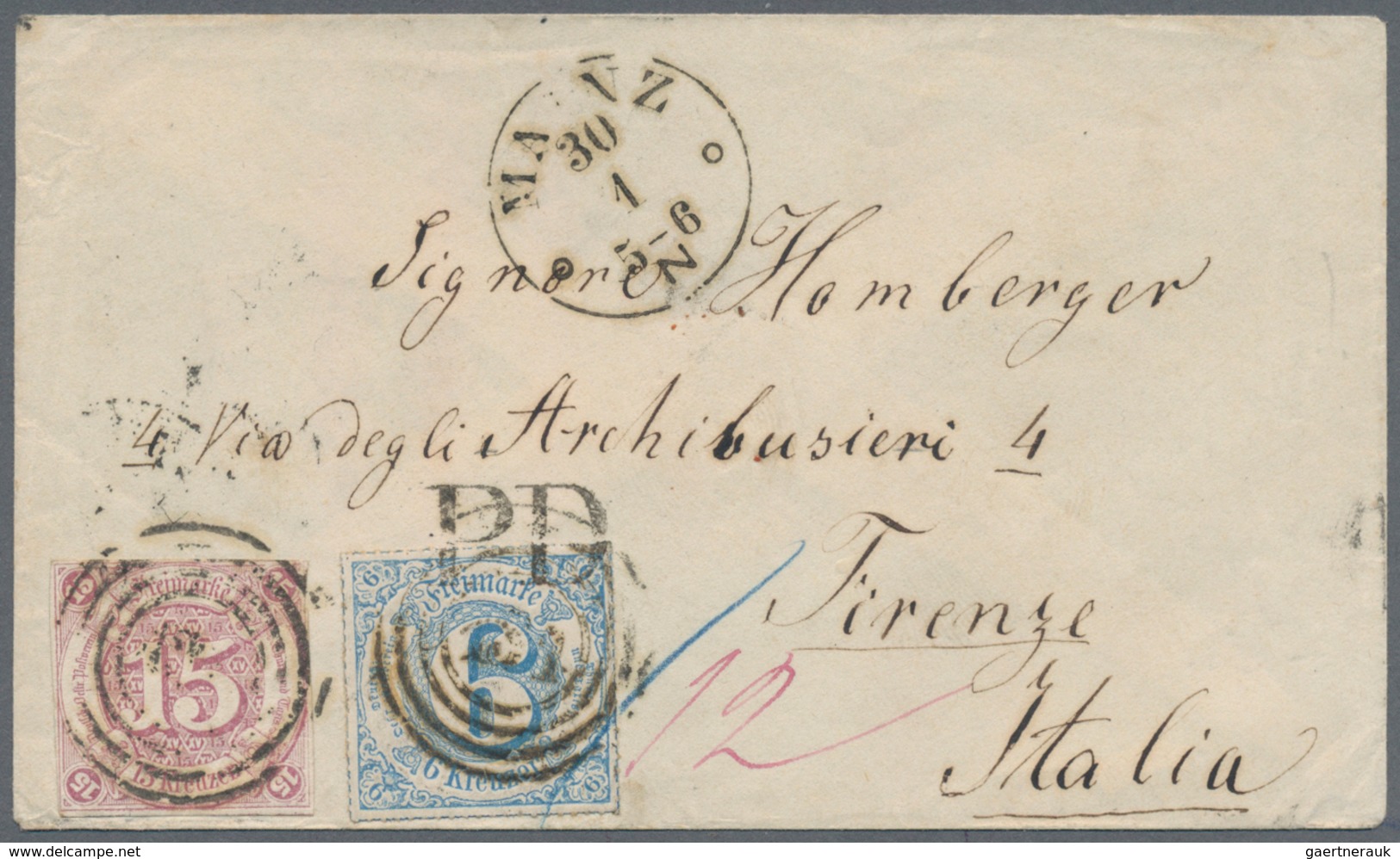 Thurn & Taxis - Marken Und Briefe: 1859-1866 (Markenausgaben), 21 Kreuzer-Frankatur, Bestehend Aus 1 - Autres & Non Classés